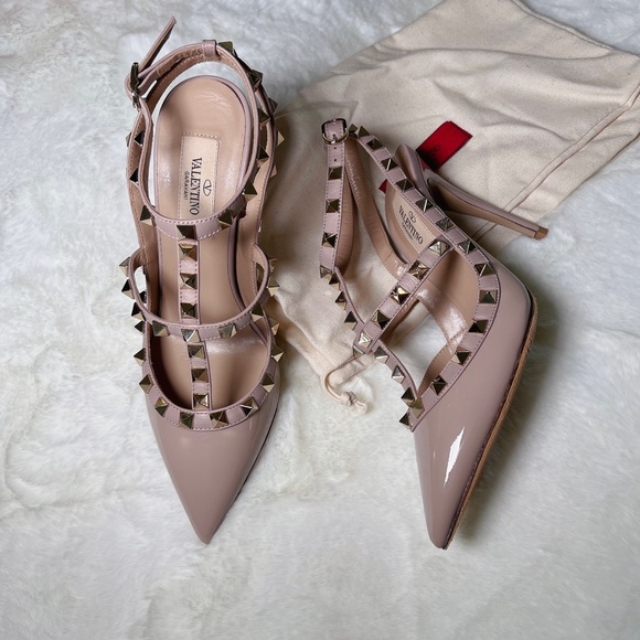 ❤️SOLD❤️Valentino rockstud slingbacks pumps nude poudre pink 35.5 - Picture 2 of 9